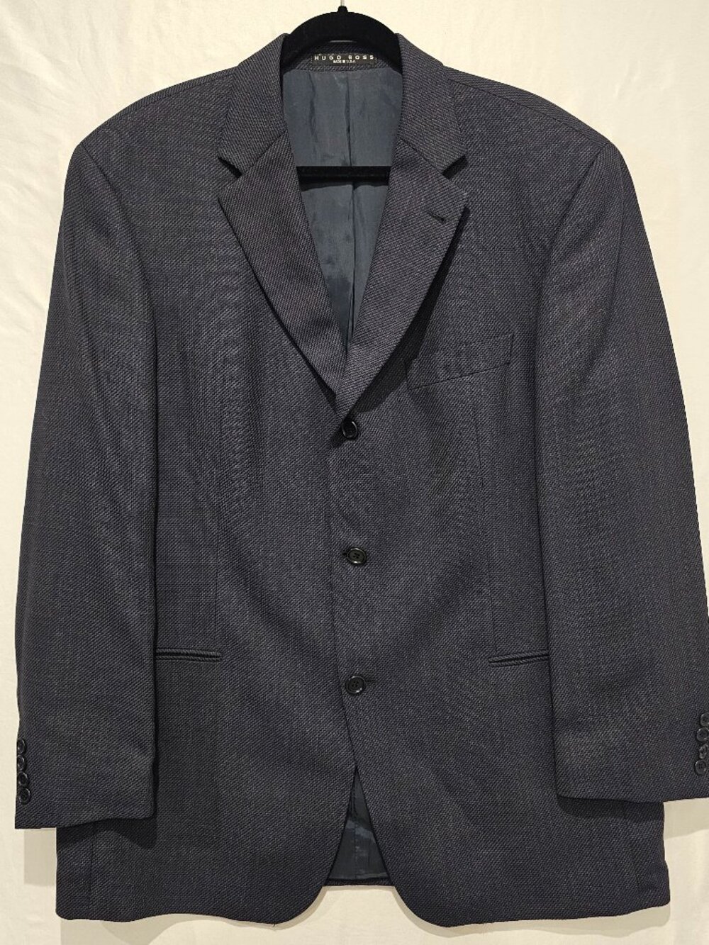 Vintage Hugo Boss Einstein Blazer Jacket 44R Made in USA Blue Wool Blend
